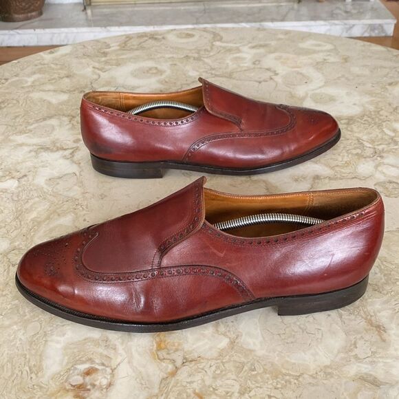 Peal & Co. For Brooks Brothers Slip On Wingtip Leather Shoes - Size 13D - Picture 4 of 12